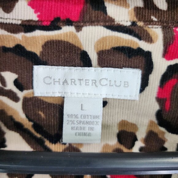 Womens Charter Club Leopard Print Corduroy Jacket Button Front Long Sleeves L - Picture 6 of 10